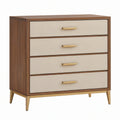 Cassettiera 90 x 45 x 100 cm in legno marrone e beige con 4 cassetti stile moderno