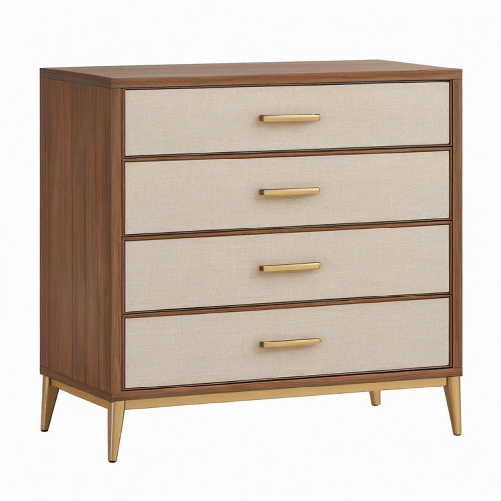 Cassettiera 90 x 45 x 100 cm in legno marrone e beige con 4 cassetti stile moderno