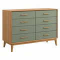 Cassettiera 120 x 45 x 90 cm in legno verde salvia con 8 cassetti stile moderno