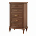 Cassettiera 80 x 45 x 130 cm in legno marrone con 5 cassetti stile classico
