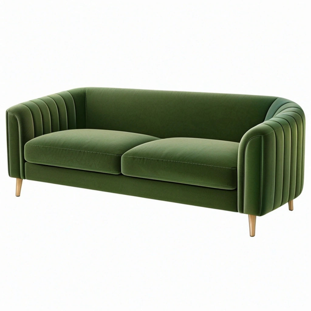 Divano 2 posti 200 x 85 x 78 cm in velluto verde stile moderno