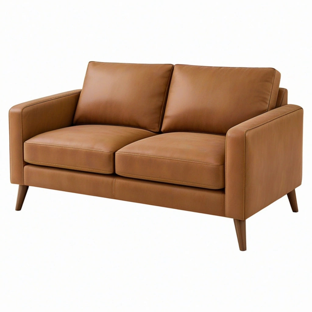 Divano 2 posti 160 x 85 x 85 cm in similpelle marrone stile moderno