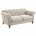 Divano 2 posti 180 x 90 x 80 cm in tessuto beige - stile classico capitonné