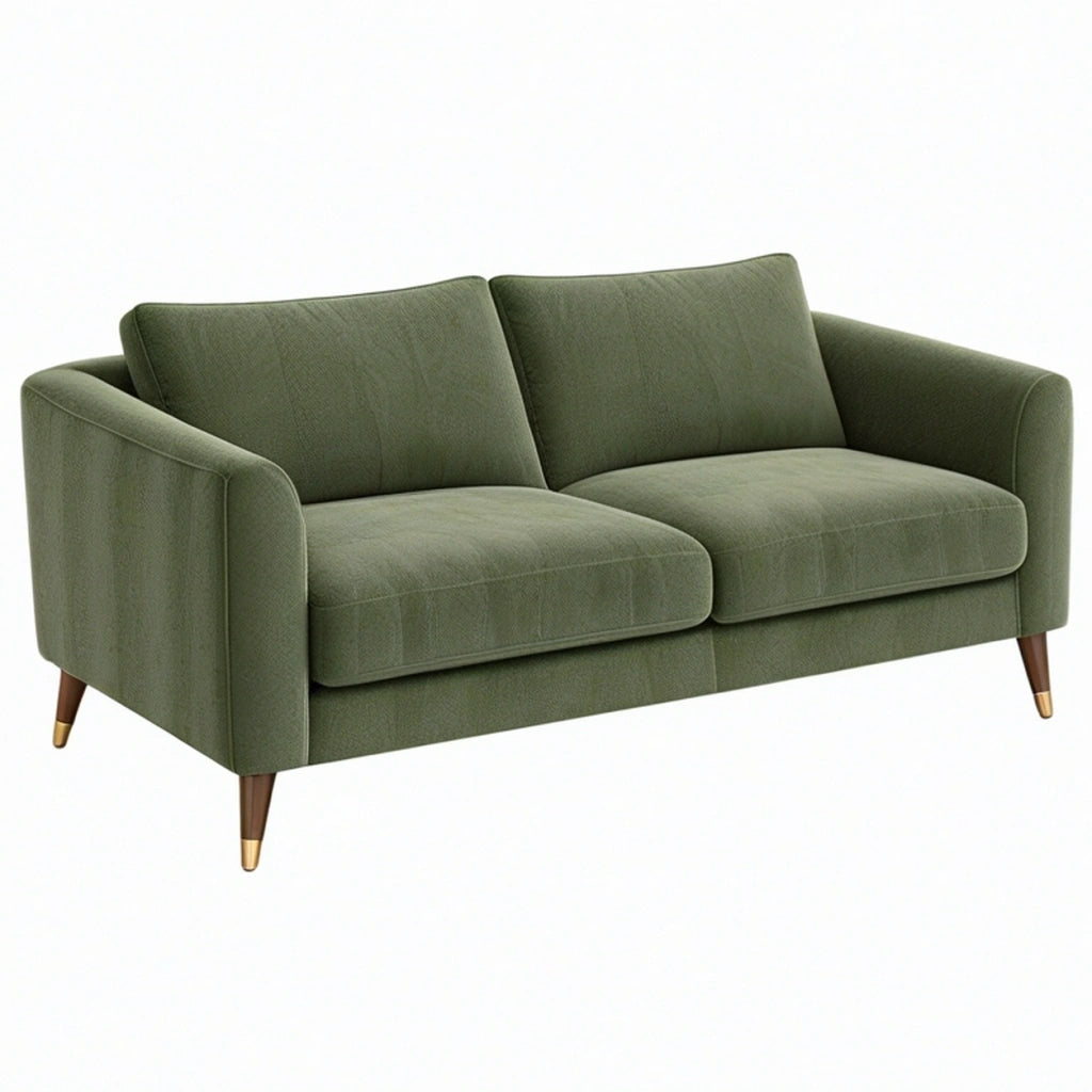 Divano due posti 160 x 85 x 85 cm in tessuto verde - stile moderno con gambe in legno