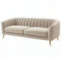 Divano 3 posti 210x88x78 cm in tessuto beige con gambe metalliche dorate stile moderno