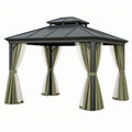 Gazebo da giardino 300 x 300 x 270 cm in metallo nero con tende verdi stile padiglione
