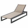 Lettino prendisole 190 x 65 cm in metallo grigio antracite e tessuto beige con schienale regolabile