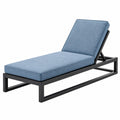 Lettino prendisole 200x65x85 cm in metallo nero con rivestimento blu - schienale regolabile