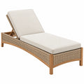 Lettino prendisole da giardino 200 x 70 x 85 cm in legno e fibra intrecciata beige con schienale regolabile