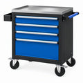Carrello portautensili 75 x 45 x 95 cm in acciaio blu e nero con 4 cassetti e ruote