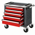 Carrello portautensili 76 x 46 x 96 cm in acciaio rosso e nero con 5 cassetti su ruote