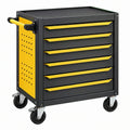 Carrello portautensili 77 x 46 x 97 cm in acciaio nero e giallo con 6 cassetti e ruote