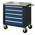 Carrello portautensili 77 x 46 x 97 cm in acciaio blu e nero con 5 cassetti