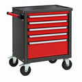 Carrello portautensili 76 x 46 x 97 cm in acciaio nero e rosso con 5 cassetti