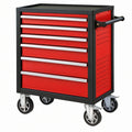 Carrello portautensili 80 x 46 x 97 cm in acciaio rosso e nero con 7 cassetti e ruote