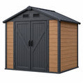 Casetta da giardino 213 x 127 x 185 cm in materiale sintetico nero e marrone con doppia porta e ventilazione