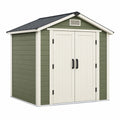 Casetta da giardino 191 x 122 x 201 cm in resina verde e beige con tetto inclinato