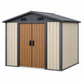 Casetta da giardino 213 x 130 x 185 cm in metallo beige e marrone con doppia porta ventilata