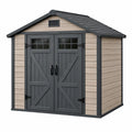 Casetta da giardino 190 x 120 x 190 cm in resina beige e antracite con doppia porta