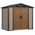 Casetta da giardino 190 x 110 x 180 cm in resina marrone/grigio con doppia porta e ventilazione