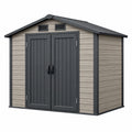 Casetta da giardino 210 x 190 x 220 cm in resina grigio tortora con doppia porta e ventilazione