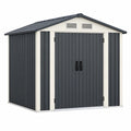 Casetta da giardino 213 x 130 x 185 cm in acciaio grigio antracite e bianco con doppia porta